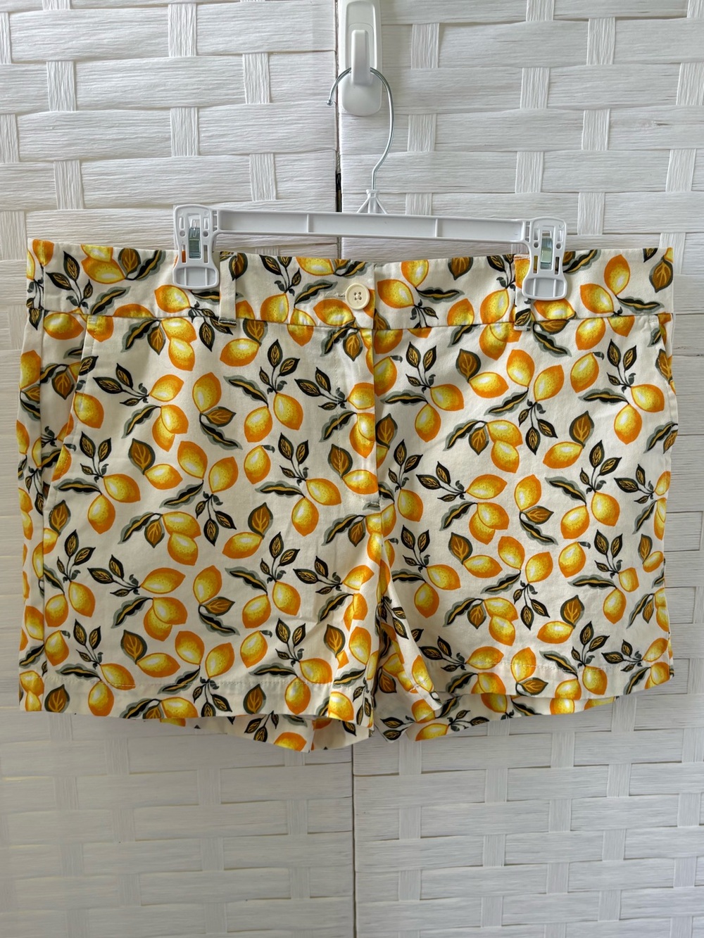 Loft Size 14 Lemon Print Cotton Shorts Yellow/White Beach Vacation Cruise Resort
